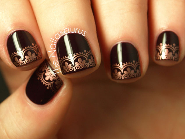 Black Short Nails With French Tip Autumn Nail Art