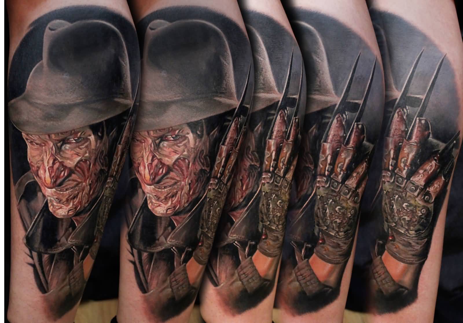 Brilliant 3D Freddy Krueger Portrait Tattoo