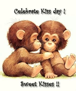 Celebrate Kiss Day Sweet Kisses Monkeys Picture