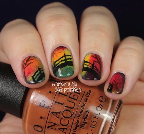 Colorful Autumn Nail Art Design