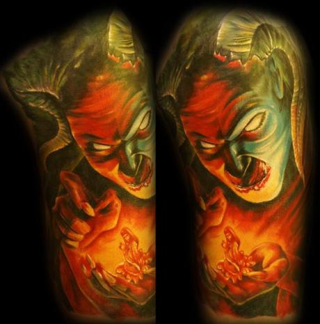 Colorful Evil Demon Tattoo