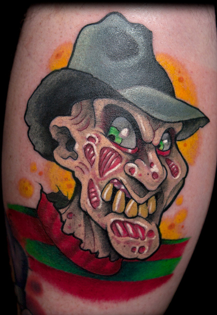 Colorful Freddy Krueger Cartoon Tattoo