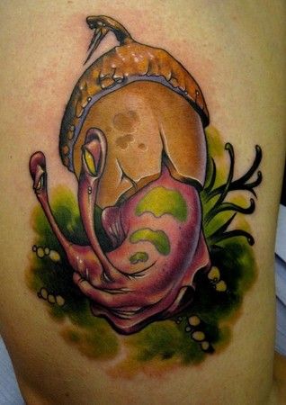 Colorful Snail Having Vegetable Shell Tattoo