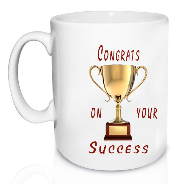 Congrats On Your Success Golden Cup On Mug Picture