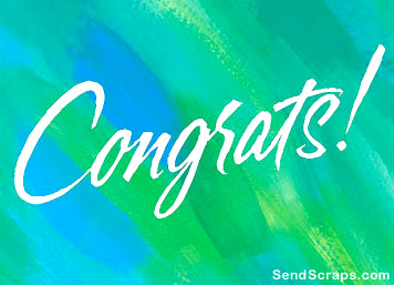 Congrats Wishes With Green And Blue Painting Background