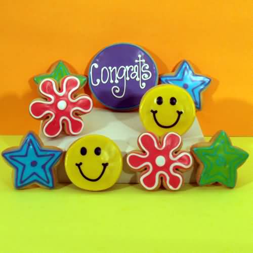 Congrats Wishes With Smileys And Star Cookies Picture