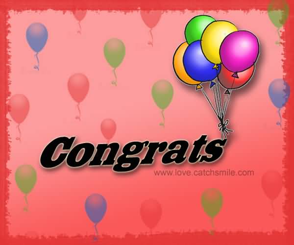 Congrats With Colorful Balloons Illustration