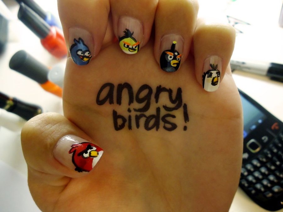 Cute Angry Birds Tip Nail Art