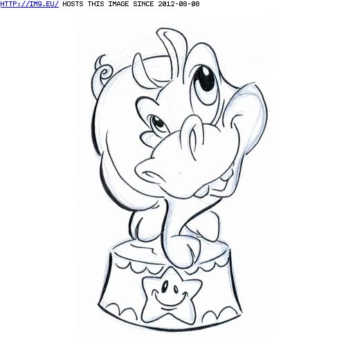 Cute Cartoon Hippo Tattoo Stencil