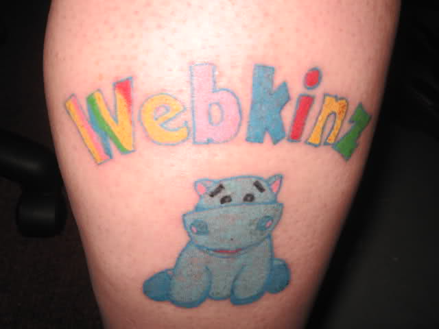 Cute Little Hippo With Webkinz Word Tattoo