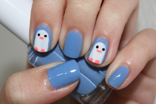 Cute Penguins Design Winter Nail Art