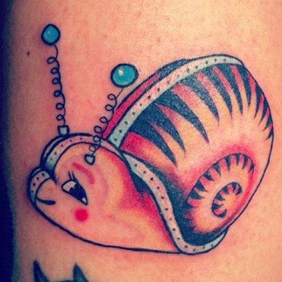 Cute Robot Snail Tattoo