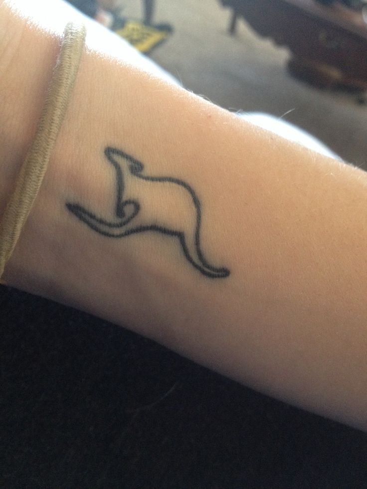 Cute Small Kangaroo Outline Tattoo