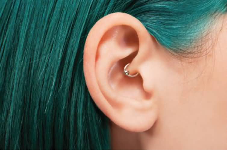 Daith Piercing On Girl Right Ear