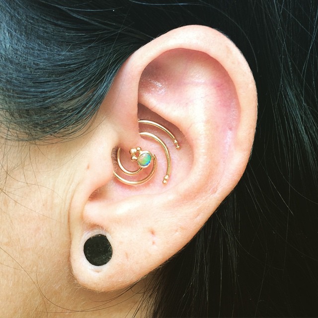 Daith Piercing With Gold Spiral Ring