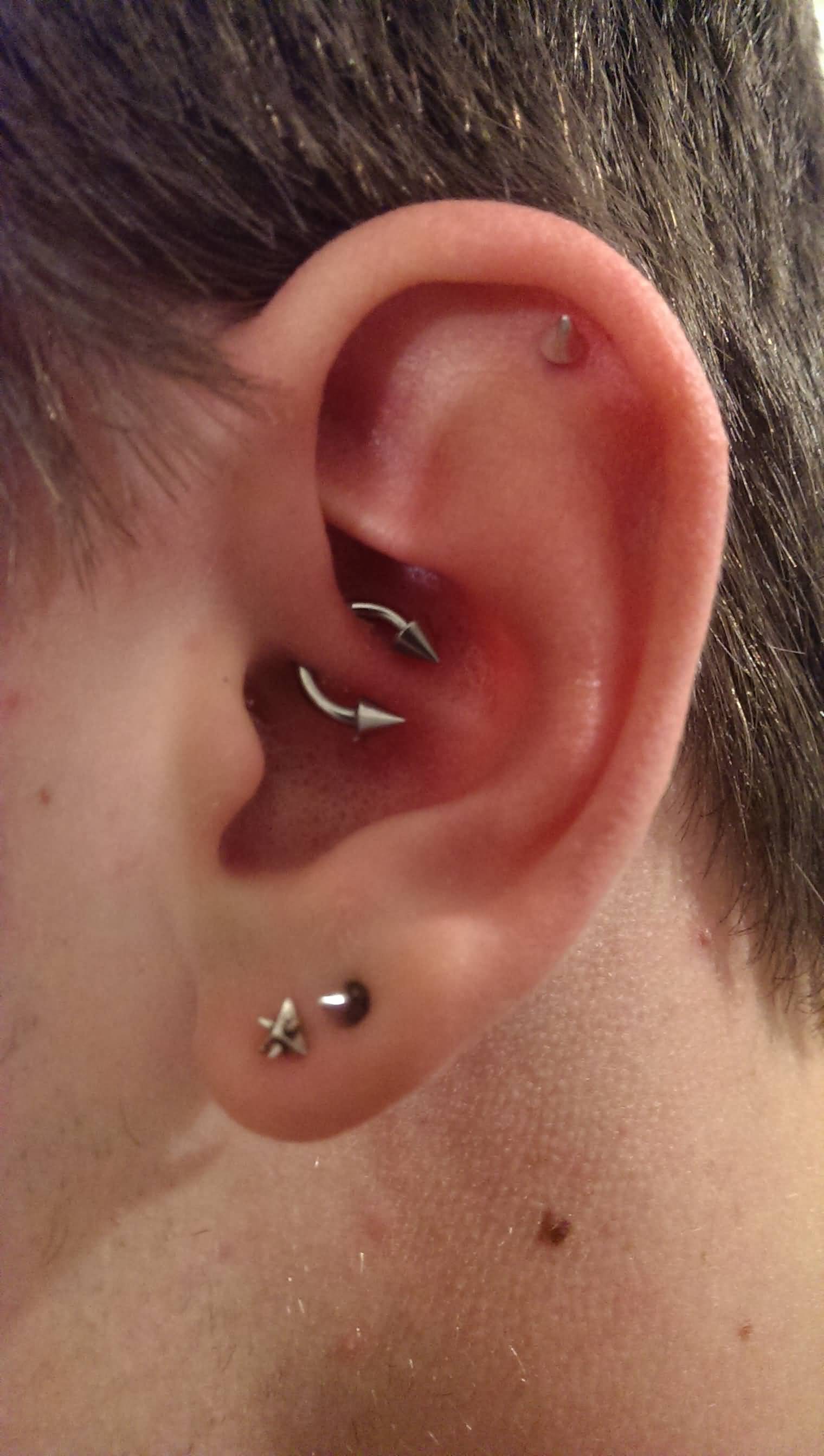 Daith Piercing With Spike Circular Ring