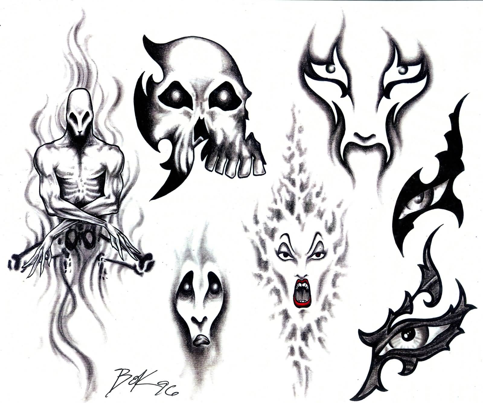 Evil Aliens Tattoo Samples Set