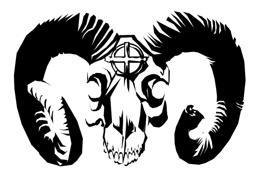 Evil Skull Having Horns Tattoo Design