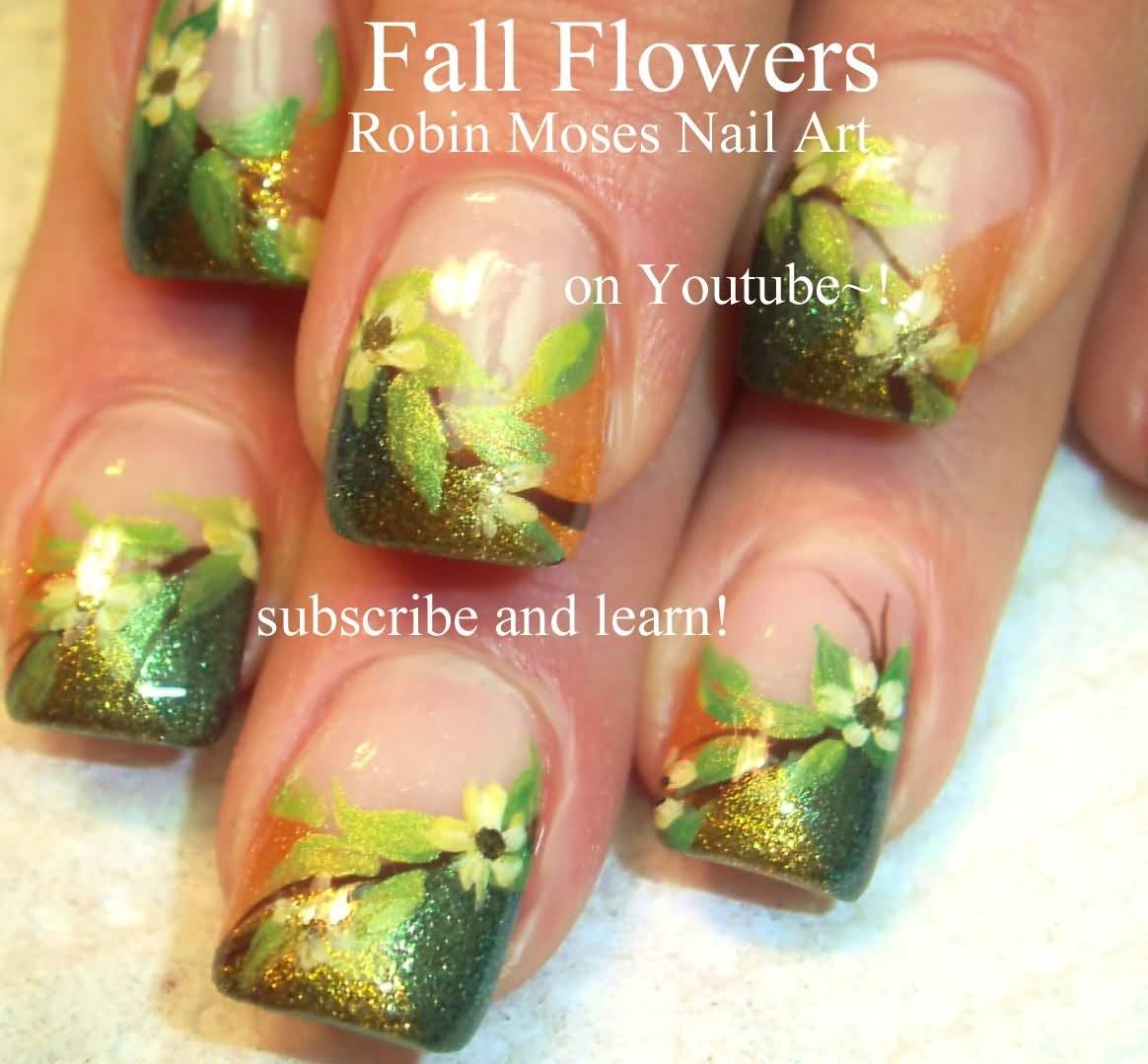 Fall Flowers Autumn Nail Art Design