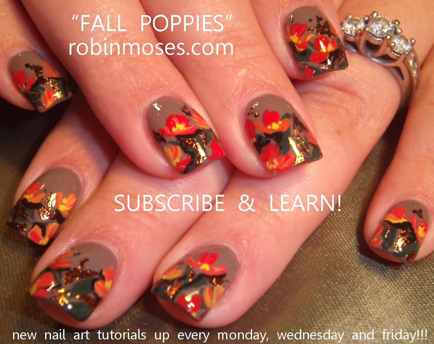 Fall Poppies Autumn Nail Art