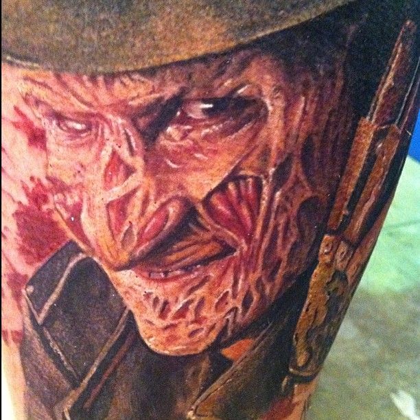 Fantastic 3D Freddy Krueger Portrait Tattoo