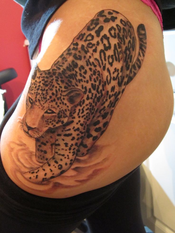 Fantastic Walking Jaguar Tattoo On Side Rib