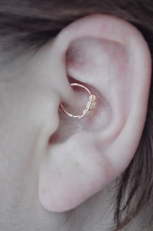 Feather Gold Ring Daith Piercing