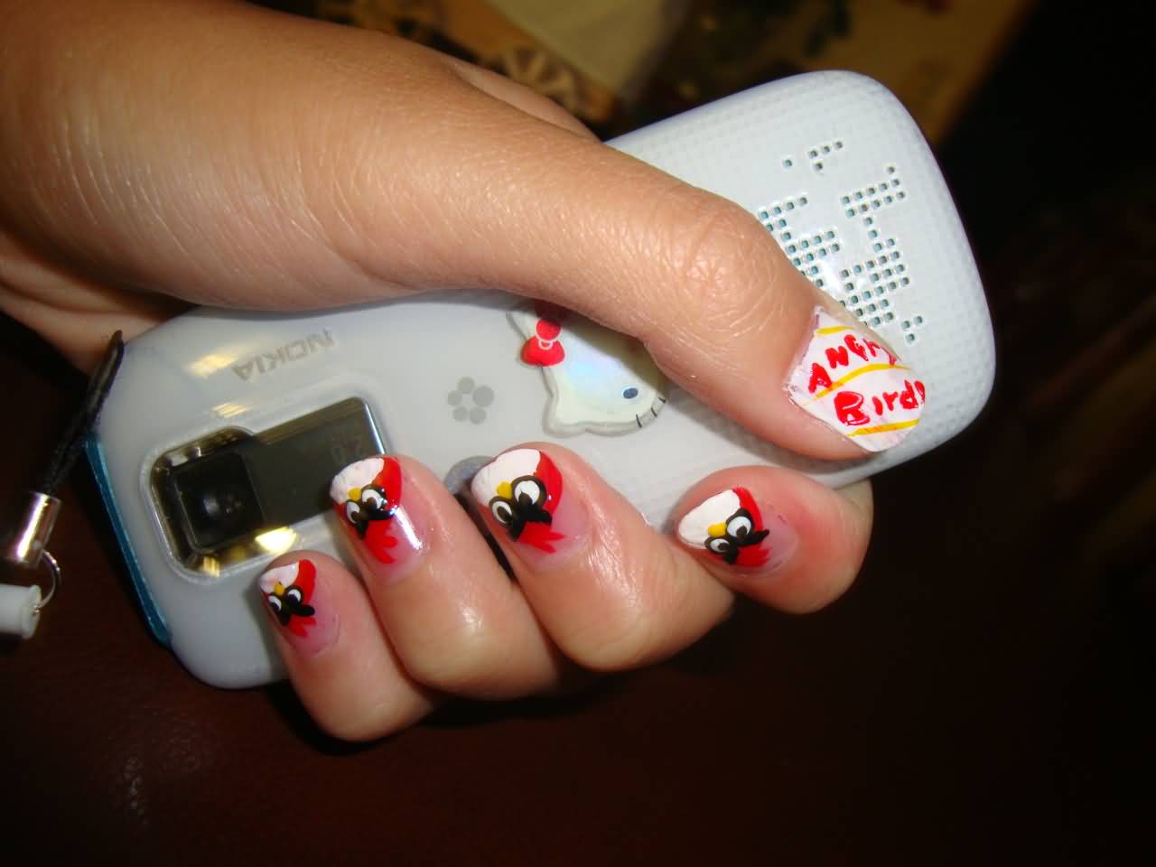 French Tip Angry Birds Nail Art