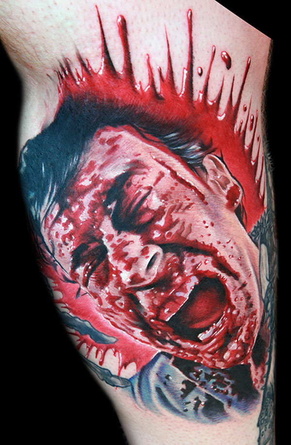 Full Blood Face Ash Of Evil Dead Tattoo