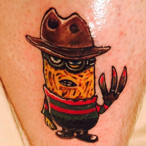 Funny Minion In Freddy Krueger Style Tattoo