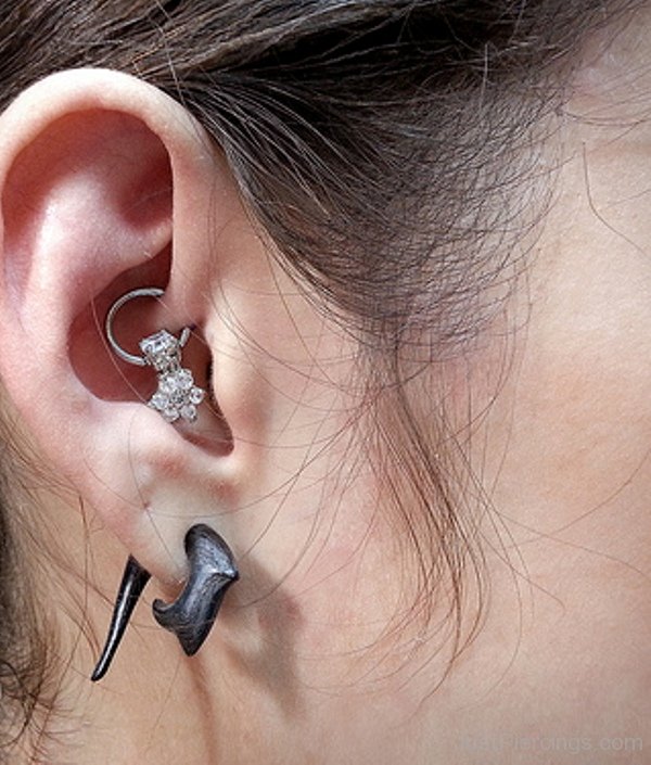 Girl Right Ear Lobe Daith Piercing Picture