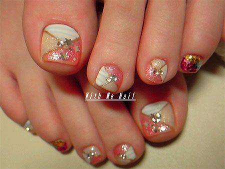 Glitter Toe Nail Art Design