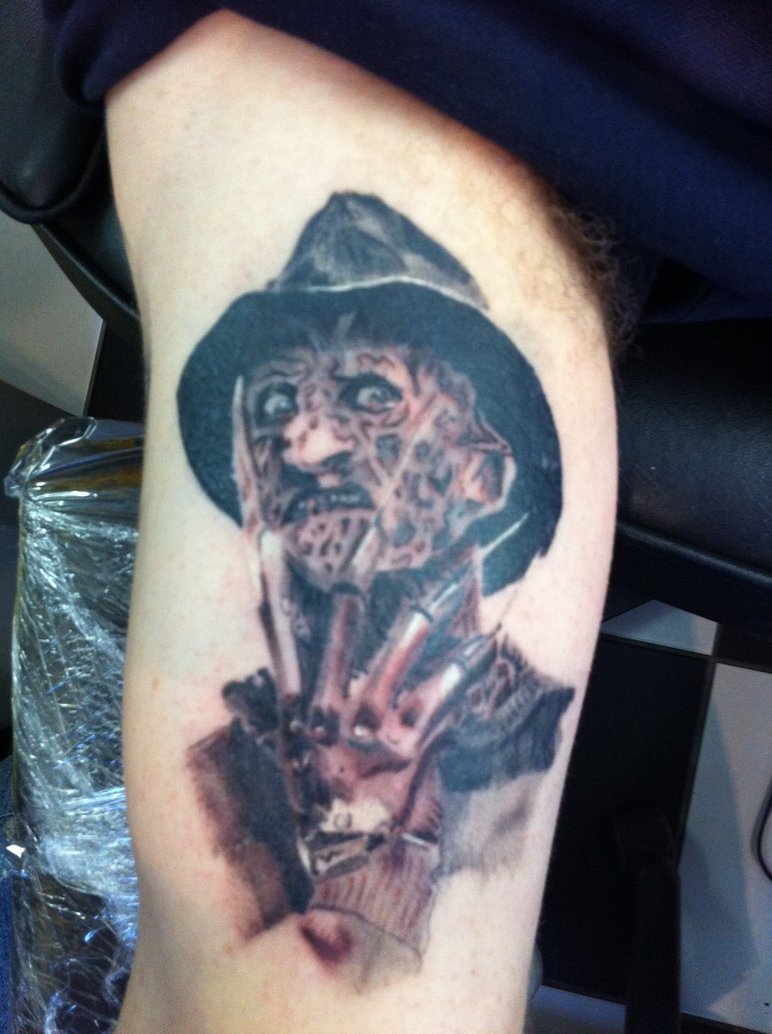 Grey Color Freddy Krueger Tattoo By Tattooed Priest