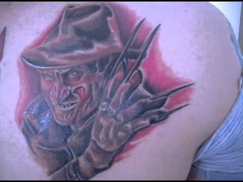 Grey Color Ink Freddy Krueger Tattoo