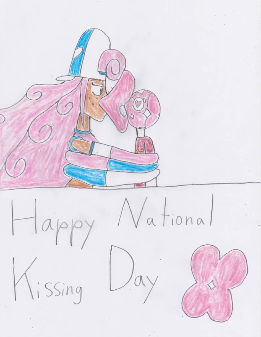 Happy National Kissing Day Hand Made Drawing