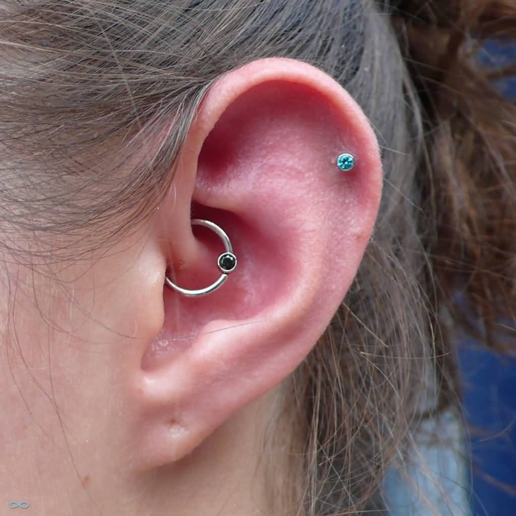 Helix And Daith Piercing Picture For Girls