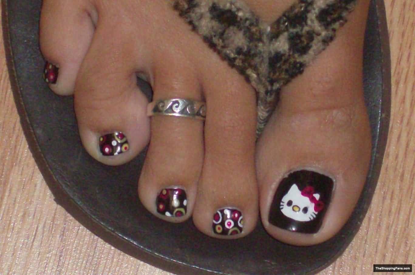 Hello Kitty Toe Nail Art  Design Idea