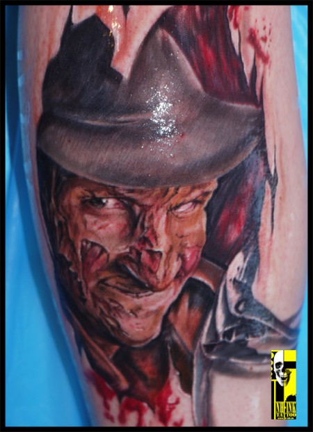 Incredible 3D Freddy Krueger Portrait Tattoo