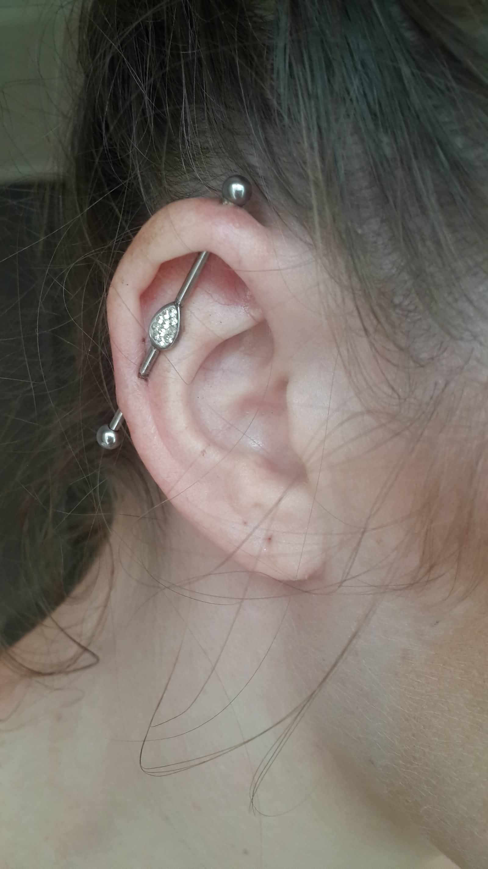 Industrial Barbell Piercing For Girls