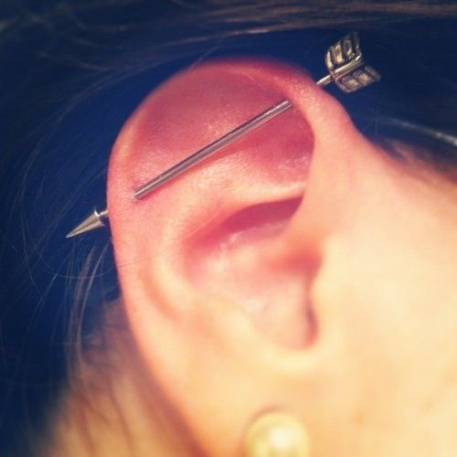 Industrial Piercing With Arrow Barbell