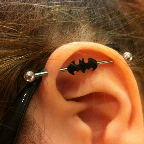 Industrial Piercing With Bat Barbell