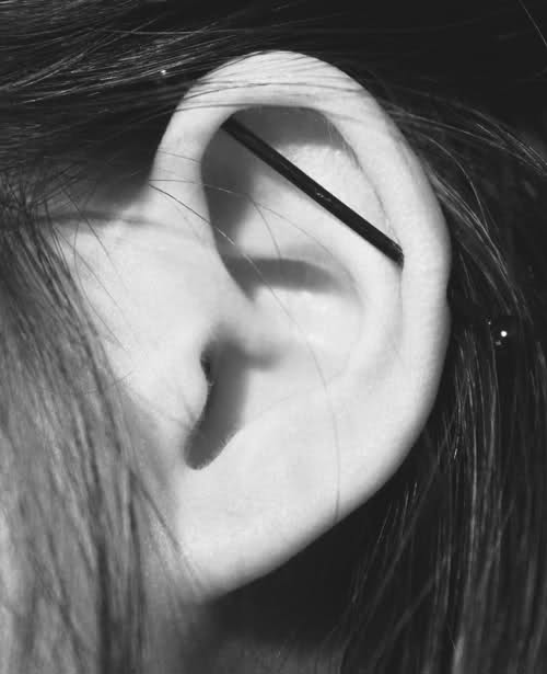 Industrial Piercing With Black Barbell
