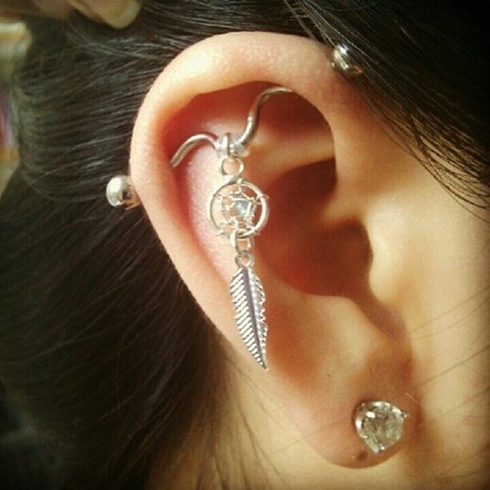 Industrial Piercing With Dreamcatcher Barbell