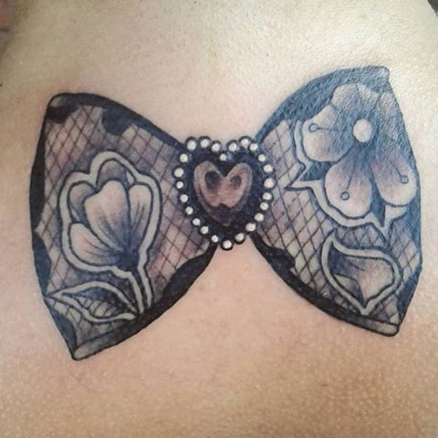Lace Ribbon Bow Tattoo by Kyle Kemp
