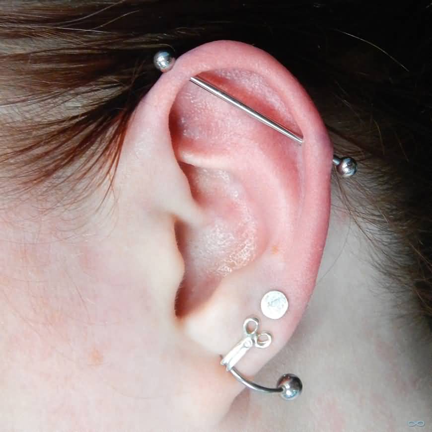 Left Ear Lobe And Industrial Piercing