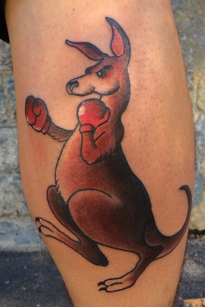 Lovely Kangaroo Boxing Tattoo