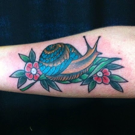 Lovely Snail Traditional Tattoo