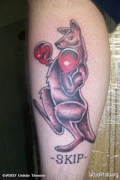 Nice Boxer Kangaroo Traditional Tattoo