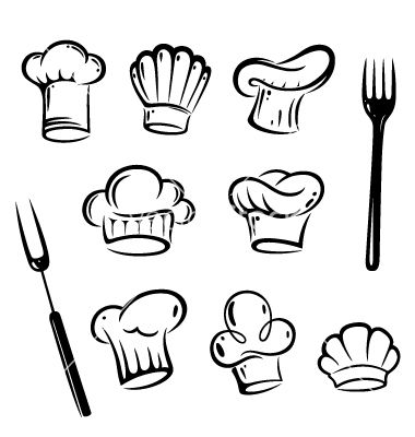 Nice Chef Hats With Fork And Knife Tattoo Design