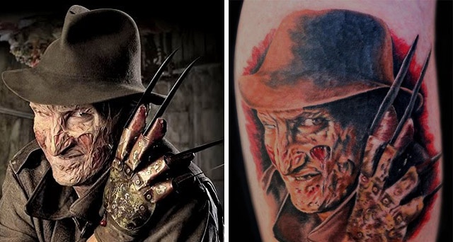 Nice Freddy Krueger Portrait Tattoo.
